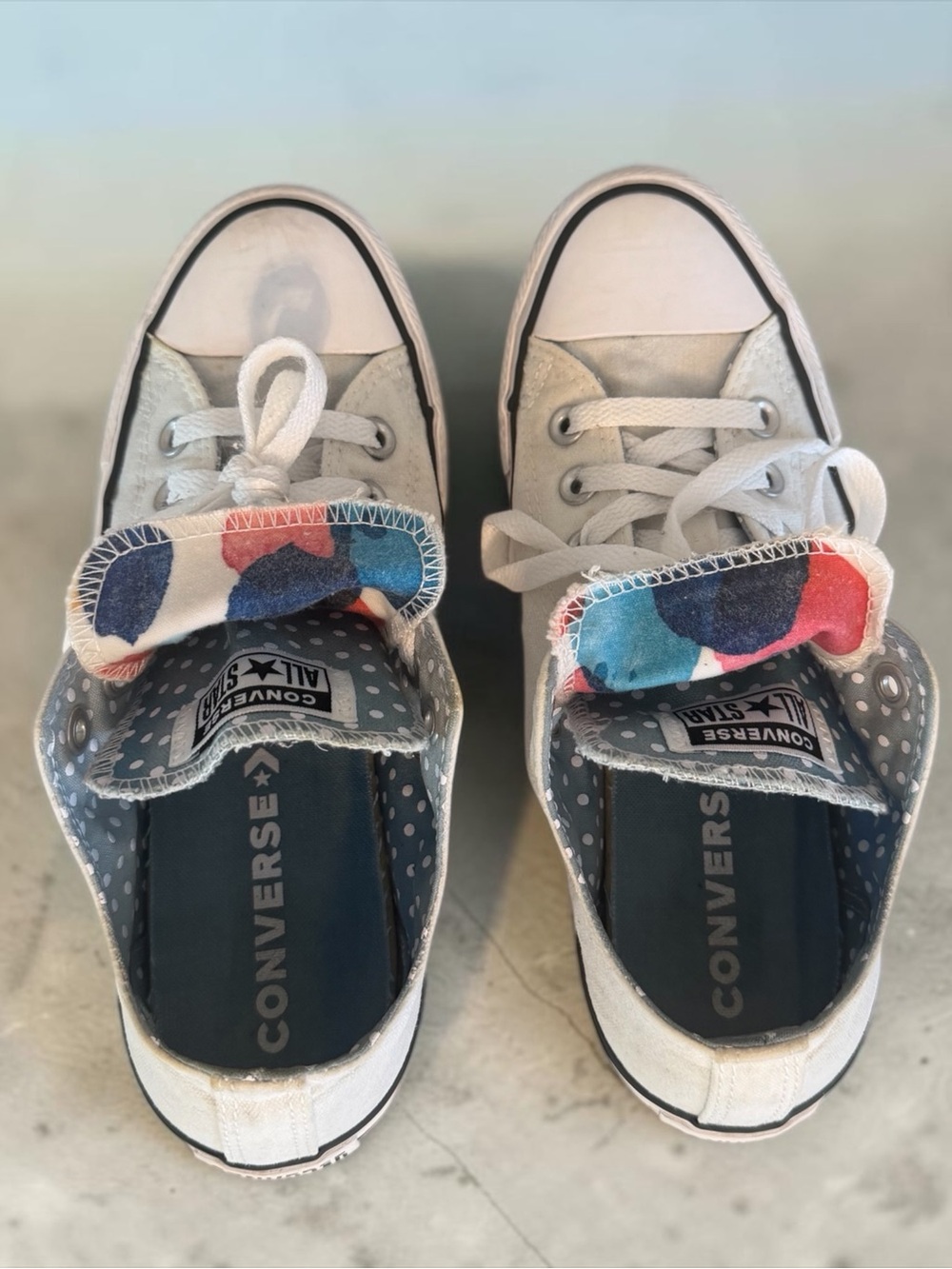 Converse Chuck Taylor All Star Double Tongue White Polka Dot Low Top - Women’s 8 - Picture 8 of 12